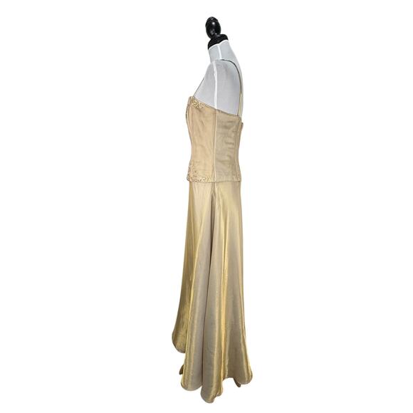 NWT JESSICA MCCLINTOCK Gold Iridescent Formal Dress Gown Prom Vintage Size 10 - Picture 2 of 9